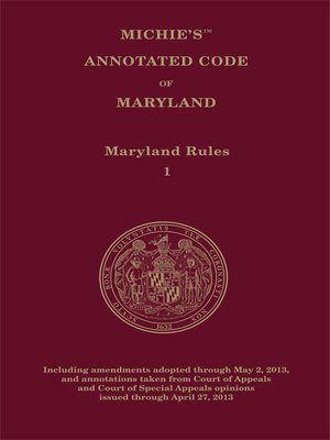 cover image of Maryland Court Rules Annotated